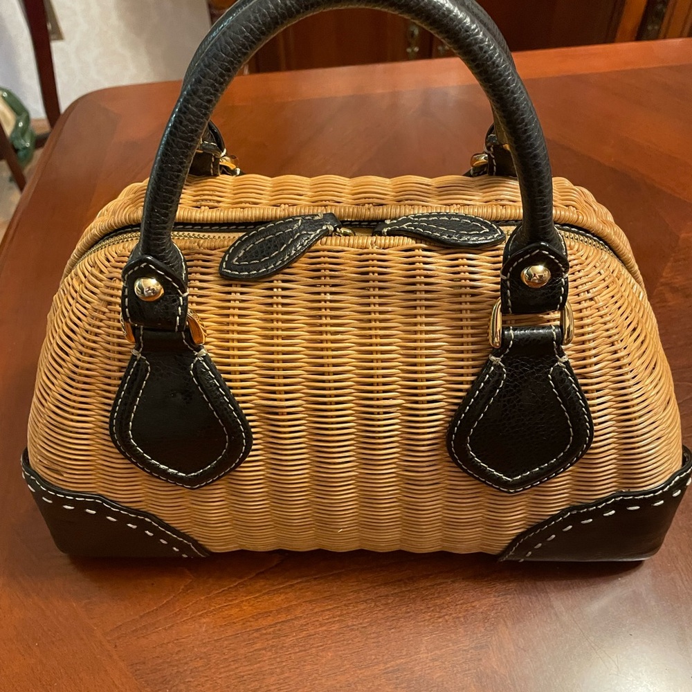Maxx New York Black and Tan Woven Satchel